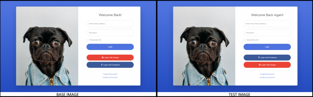 base vs test image
