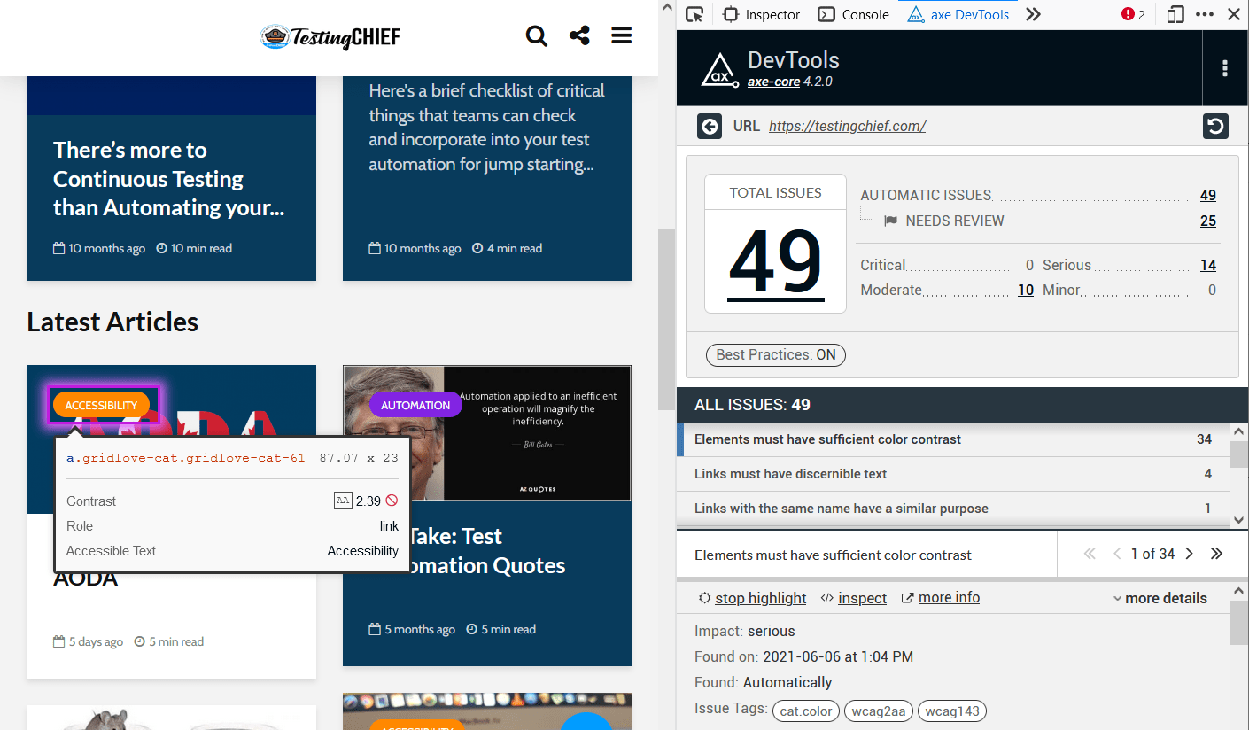 Color Contrast Testing Testing Chief