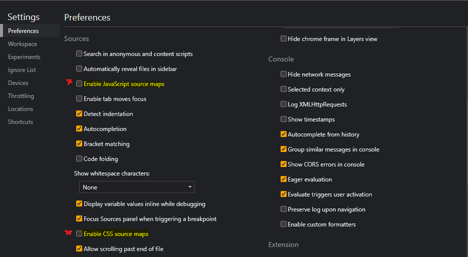 DevTools Settings